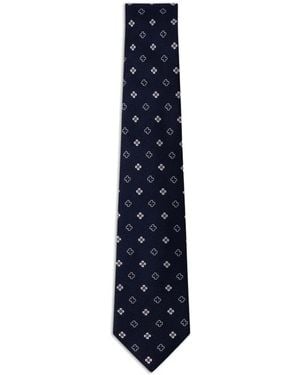 Hackett Flower-Outline Silk Tie - Blue