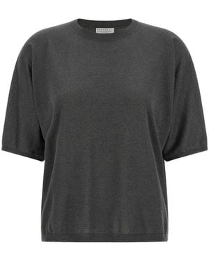 Brunello Cucinelli Jersey Sparkling De Manga Corta - Gris