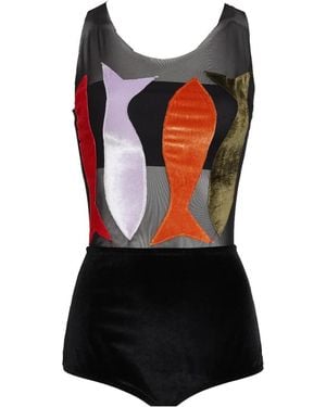 Brigitte Bardot Carnaval/Festival Sardinhas Badpak Met Visapplicatie - Zwart