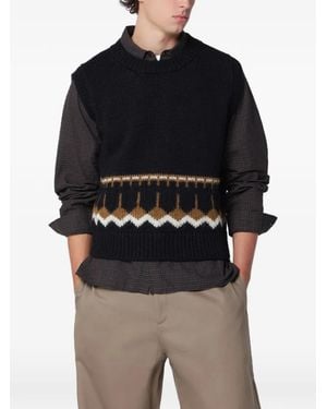 YMC Coda Patterned-Intarsia Vest - Black