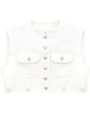 Courreges Faux-Leather Cropped Vest - White