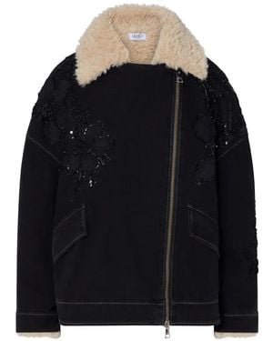 Liu Jo Denim Jacket With Teddy Inserts - Black