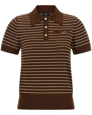 A.P.C. Aline Striped Polo Shirt - Brown