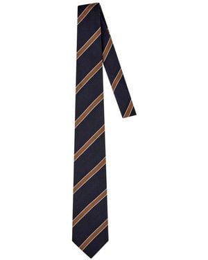 Corneliani Diagonal-Stripe Silk Tie - White