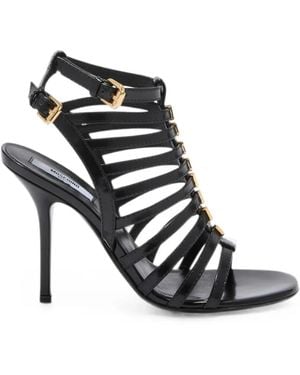 Moschino Logo-Lettering Caged Sandals - Black