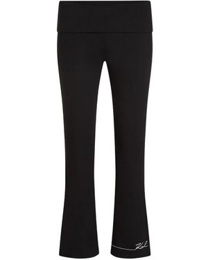 KARL LAGERFELD Signature Flare Palazzo Trousers - Black