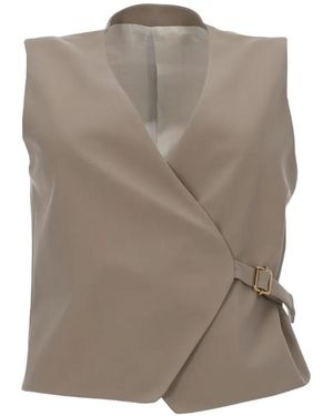 PT Torino Angela Wrap-Style Buckle-Fastening Waistcoat - Grey