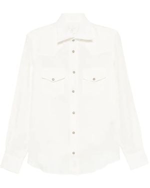 Eleventy Western-Style Flap-Pocket Shirt - White