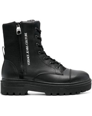 Versace Jeans Couture Lace-Up Leather Boots - Black