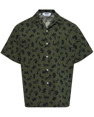 MSGM Rabbit-Print Button-Up Shirt - Green