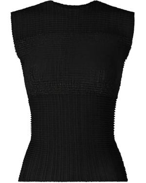 Issey Miyake Plissé-Effect Sleeveless Top - Black