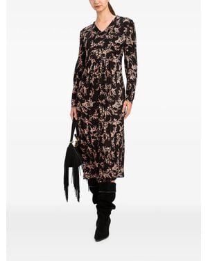 Twinset Floral-Print Long-Sleeve Dress - Black