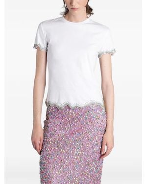 Costarellos Crystal-Embellished Scalloped T-Shirt - White