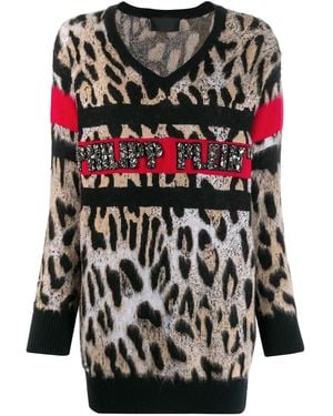Philipp Plein V-neck Leopard Top - Multicolour