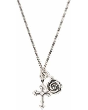 Emanuele Bicocchi Rose And Cross Pendant Necklace - Metallic