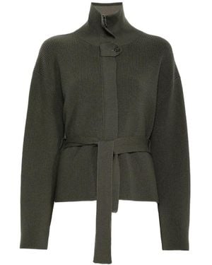 Lorena Antoniazzi Cardigan Ceinturé À Design Côtelé - Green
