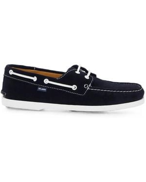 Atalanta Weller Contrast-Stitch Suede Boat Shoes - White