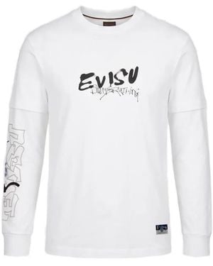Evisu Daruma-Print Long-Sleeve T-Shirt - White
