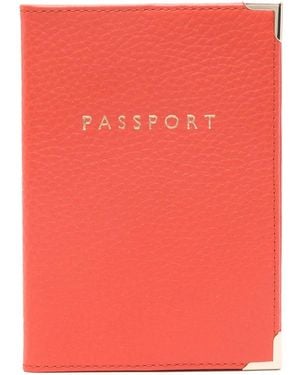Aspinal of London Ribbon Pebble Passport Cover - Red