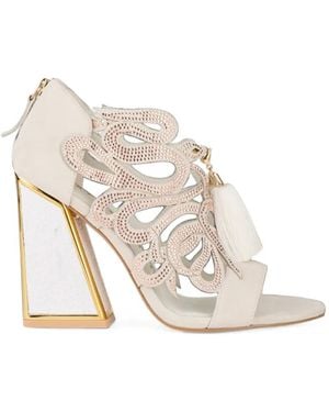 Kat Maconie Aya Saba Crystal-Embellished Tassel-Detail Sandals - White