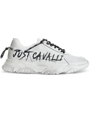 Just Cavalli Lettering-Detail Trainers - White