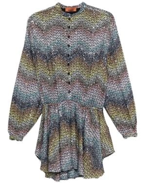 Missoni Zigzag Sequin-Embellished Mini Dress - Grey