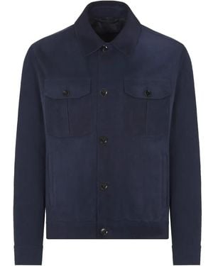 Brioni Cupro Shirt Jacket - Blue
