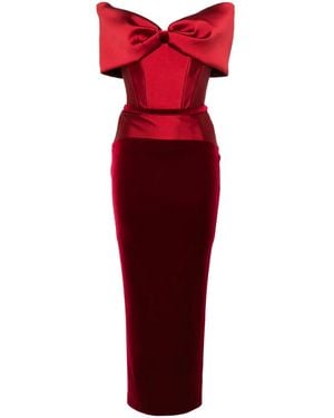 Cristallini Off-Shoulder Taffeta Gown - Red