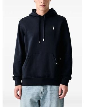 Trussardi Embroidered-Logo Drawstring Hoodie - Blue