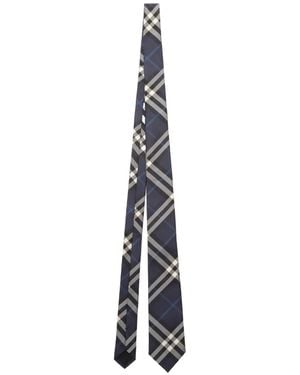 Burberry Check Silk Tie - White