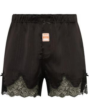 Martine Rose Pantalones Cortos Con Ribete De Encaje - Negro