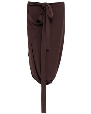 Lemaire Tie-Detail Draped Midi Skirt - Brown