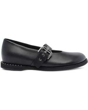Premiata Buckle-Detail Round-Toe Ballet Flats - Black