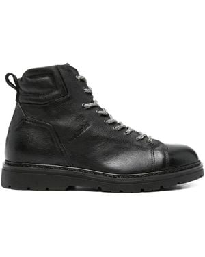 Nero Giardini Lace-Up Leather Boots - Black