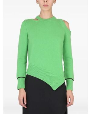 McQueen Bare Shoulders Asymmetric Knitwear - Green
