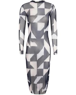 Lenny Niemeyer Geometric-Print Mesh Dress - Grey