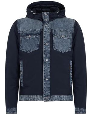 Moorer Hood Pocket Padded Jacket - Blue