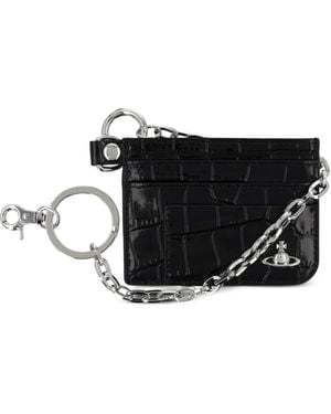 Vivienne Westwood Croc-Effect Orb Card Holder - Black