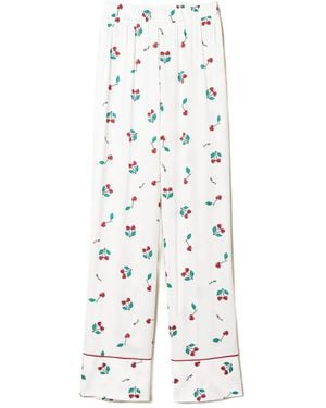 Twinset Cherry-pattern satin pajama bottoms - Blanco