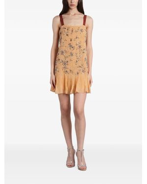 Alice + Olivia Linnea Crystal-Embellished Ruffled Mini Dress - Natural