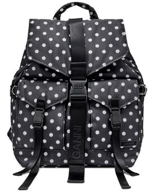 Ganni Polka Dot Buckle Backpack - Black