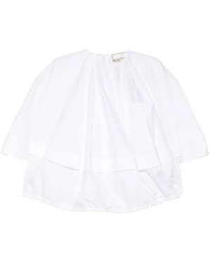 Litkovskaya Balloon Hem-String Poplin Blouse - White
