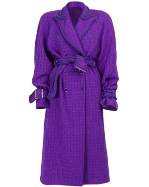 ROWEN ROSE Raglan-Sleeve Trench Coat - Purple