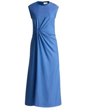 St. John Button Knot Midi Dress - Blue