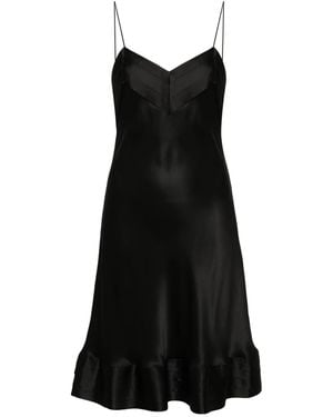 Carine Gilson Pleated Silk Slip Dress - Black