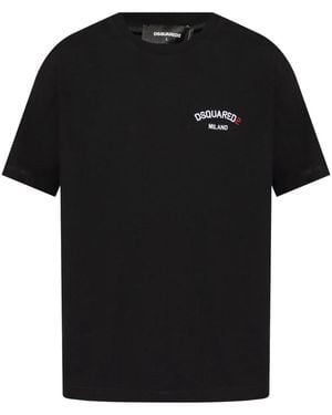 DSquared² T-Shirt Mit Logo-Stickerei - Schwarz