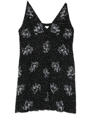 Antik Batik Bead-Embellished Floral-Sequin Mini Dress - Black