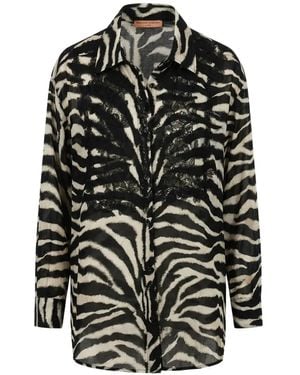 Ermanno Scervino Zebra-print Lace-embroidered Shirt - Black