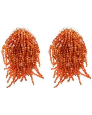 Rosantica Beaded Tassel Earrings - Orange