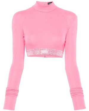 David Koma Haut Crop À Ornements Strassés - Rose